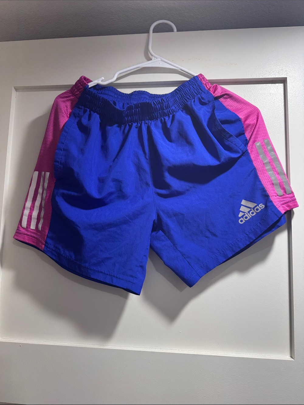 adidas Women's Royal Blue and Pink Athletic Shorts